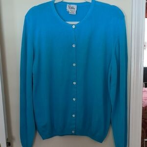 Lilly Pulitzer Blue Cardigan Sweater with Textured Knit